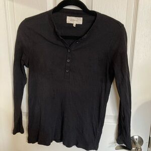 The Great. Black Long Sleeve Henley
